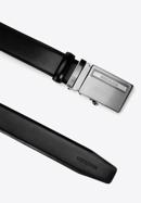 Men's leather belt with automatic buckle, black, 98-8M-114-4-10, Photo 2