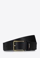 Men's leather belt with double belt keeper, black, 97-8M-909-4-90, Photo 1