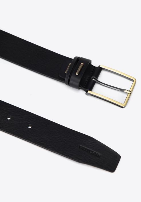 Men's leather belt with double belt keeper, black, 97-8M-909-4-12, Photo 2