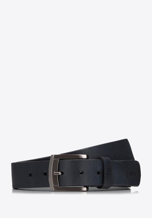 Men's leather belt, navy blue, 98-8M-112-4-11, Photo 1