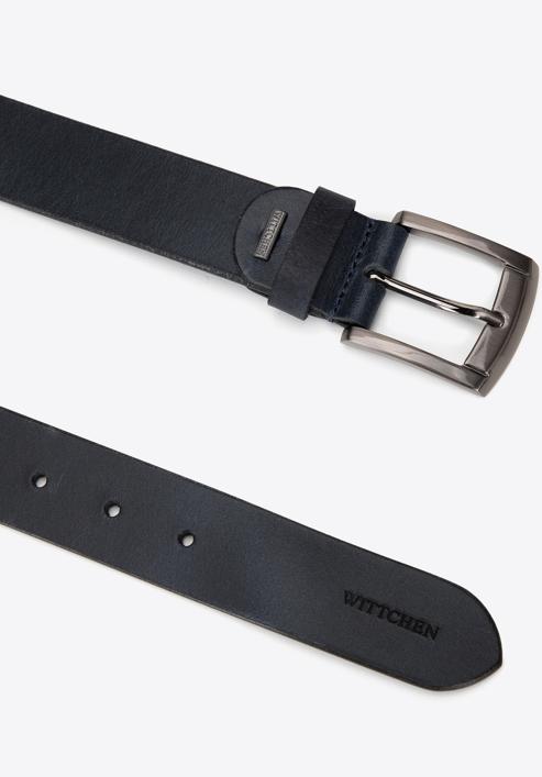 Men's leather belt, navy blue, 98-8M-112-4-90, Photo 2
