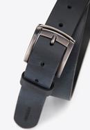 Men's leather belt, navy blue, 98-8M-112-7-10, Photo 3