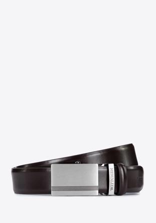 Men's leather belt with automatic buckle, brown, 96-8M-915-11-130, Photo 1