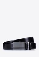 Men's leather belt with automatic buckle, black, 98-8M-902-7-11, Photo 1