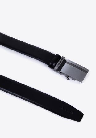 Men's leather belt with automatic buckle, black, 98-8M-902-1-11, Photo 1