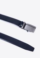 Men's leather belt with automatic buckle, navy blue, 98-8M-902-1-11, Photo 2