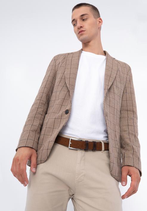 Men's leather belt, dark brown - light brown, 97-8M-907-8-10, Photo 15