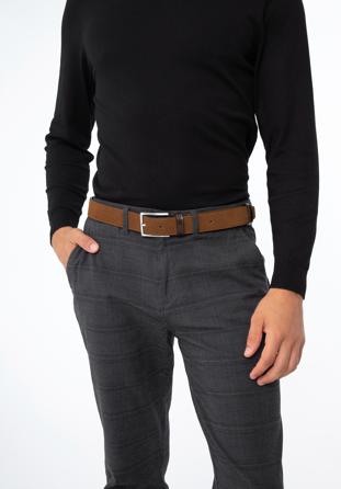 Men's leather belt, dark brown - light brown, 97-8M-907-8-11, Photo 1