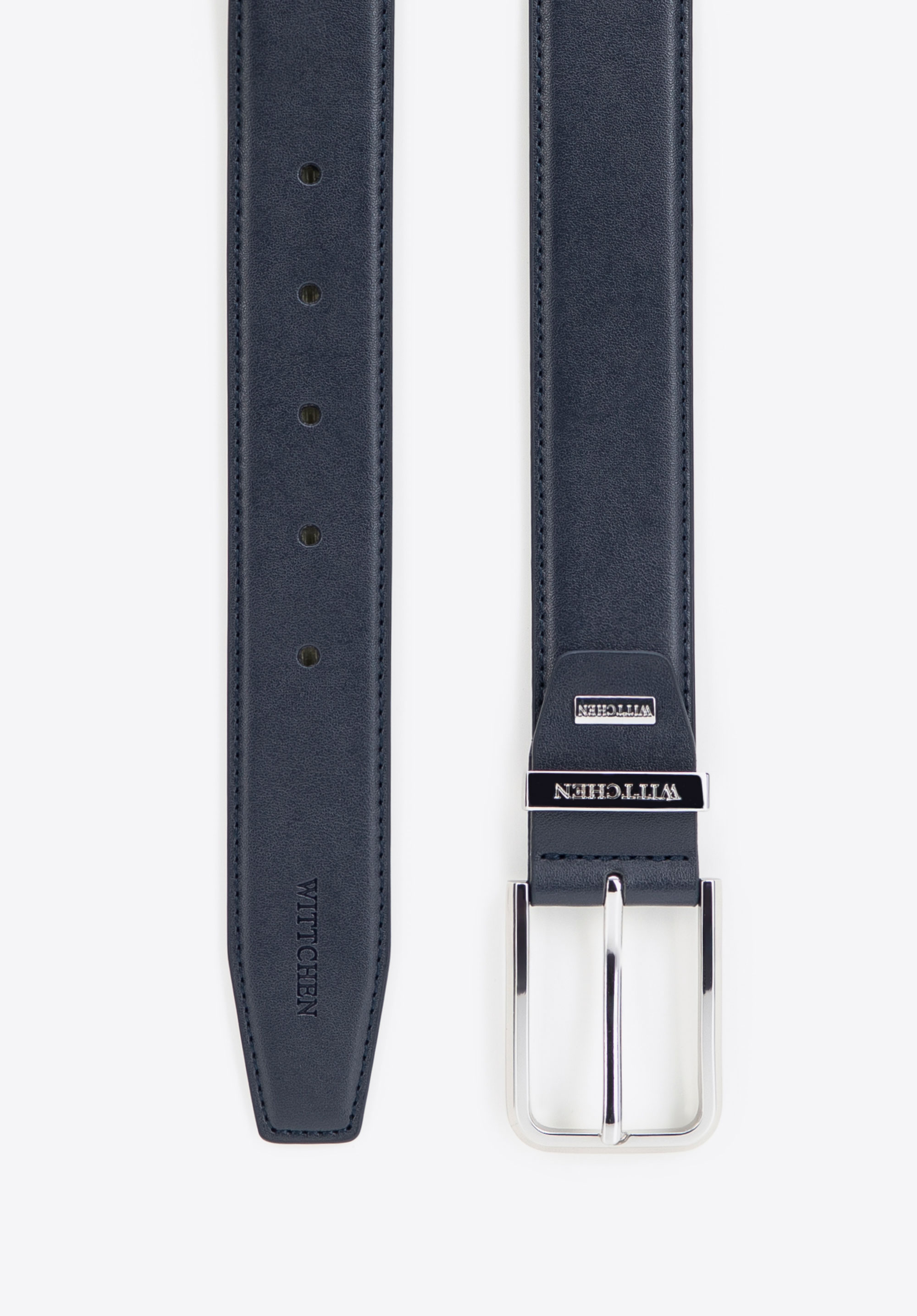 Men's smooth leather belt, navy blue, 102-8M-112-N-90, Photo 1