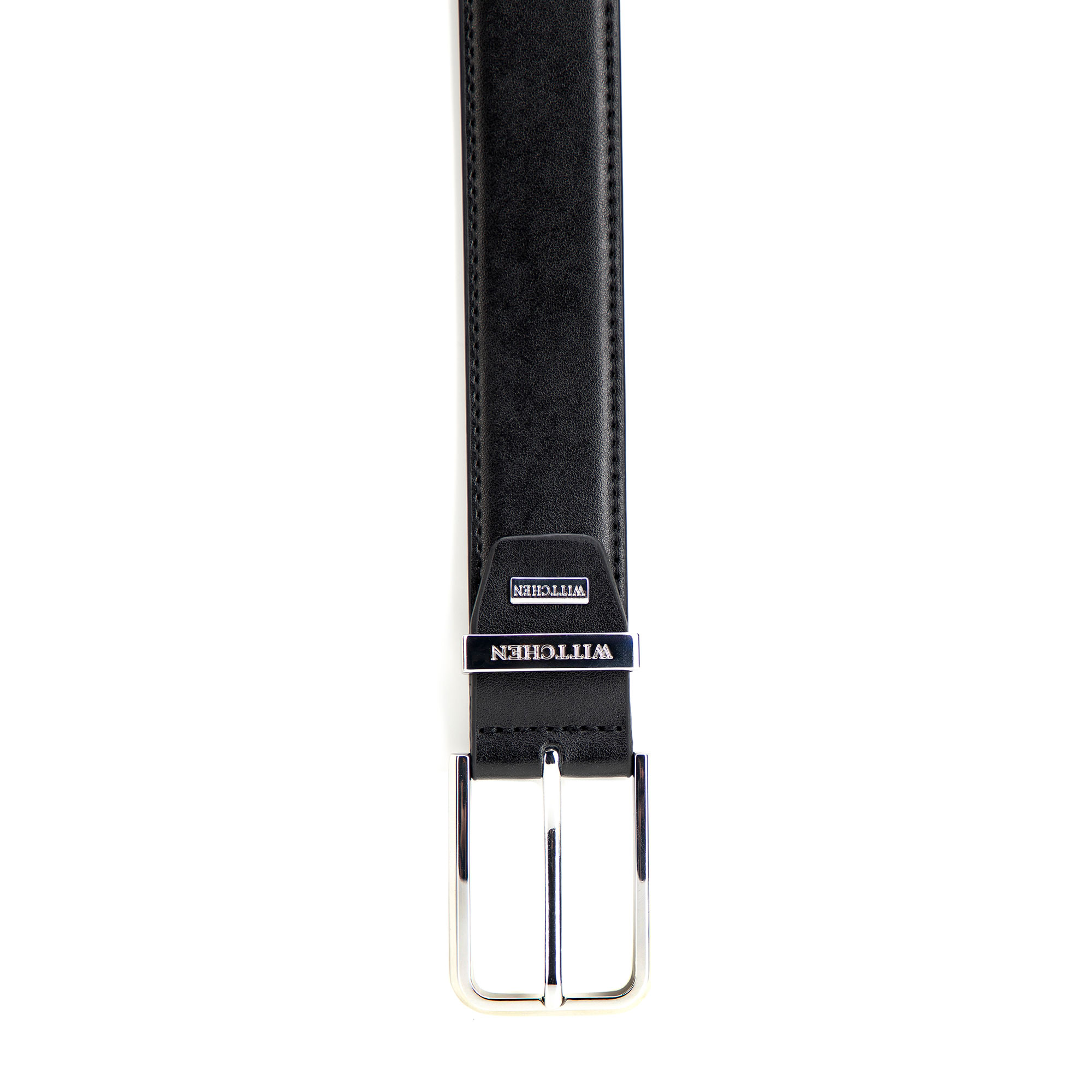 Čierny pánsky kožený opasok s elegantným detailom Wittchen 102-8M-112-1, Vyberte variant čierno-strieborná, Vyberte veľkosť 90
