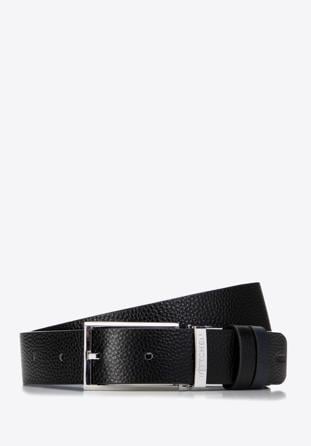 Men's reversible leather belt, black-navy blue, 98-8M-120-17-11, Photo 1