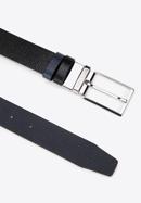 Men's reversible leather belt, black-navy blue, 98-8M-120-78-11, Photo 2