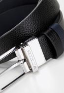 Men's reversible leather belt, black-navy blue, 98-8M-120-78-12, Photo 3