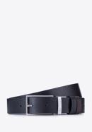 Men's classic leather belt, black-brown, 98-8M-901-8-11, Photo 1