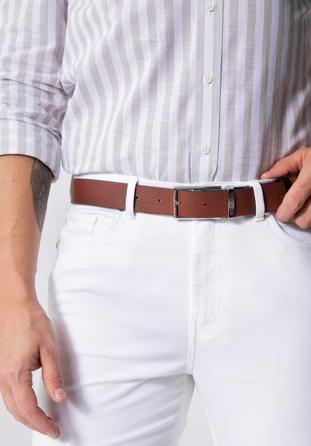 Men's classic leather belt, black-brown, 98-8M-901-8-90, Photo 1