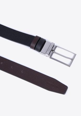 Men's classic leather belt, black-brown, 98-8M-901-1-11, Photo 1