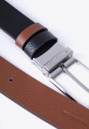 Men's classic leather belt, black-brown, 98-8M-901-8-10, Photo 3