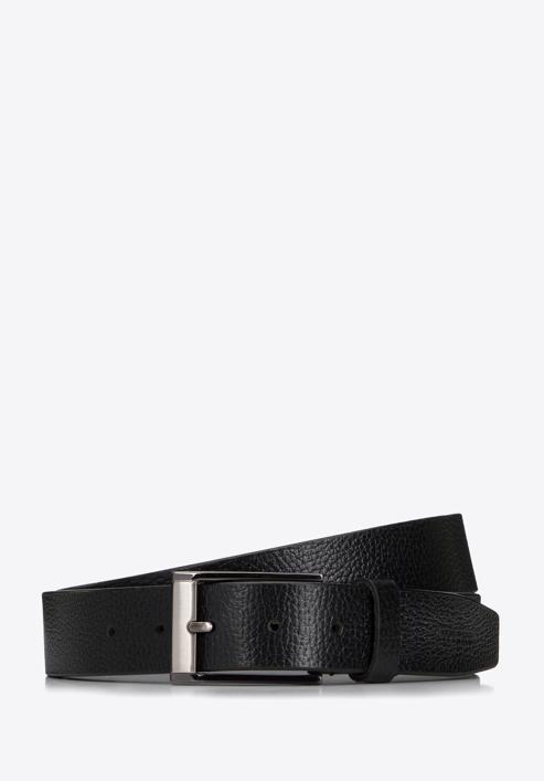 Men's leather belt with pebbled texture, black, 98-8M-113-1-12, Photo 1