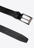 Men's leather belt with pebbled texture, black, 98-8M-113-4-10, Photo 2