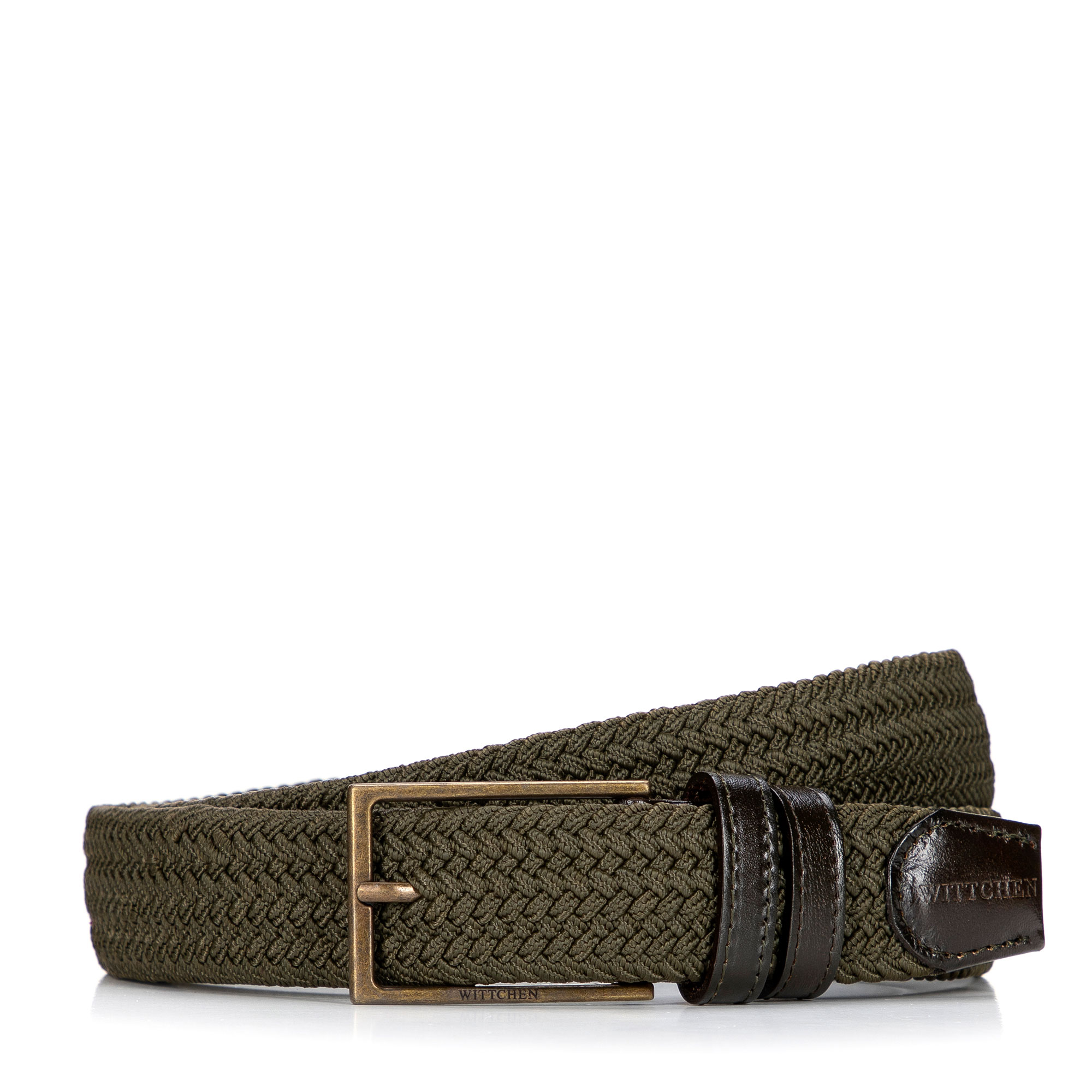 Khaki pánsky pletený opasok s pleteným efektom Wittchen 101-8M-407-Z