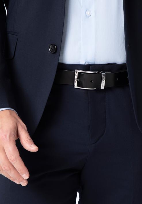 Men's matte leather belt, black, 98-8M-119-1-10, Photo 16