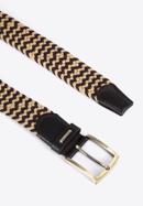 Men's weaved leather belt, beige-brown, 96-8M-916-8-130, Photo 3