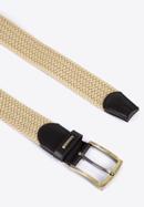 Men's weaved leather belt, beige, 96-8M-916-3-130, Photo 3