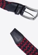 Men's weaved leather belt, red-navy blue, 96-8M-916-8-130, Photo 4