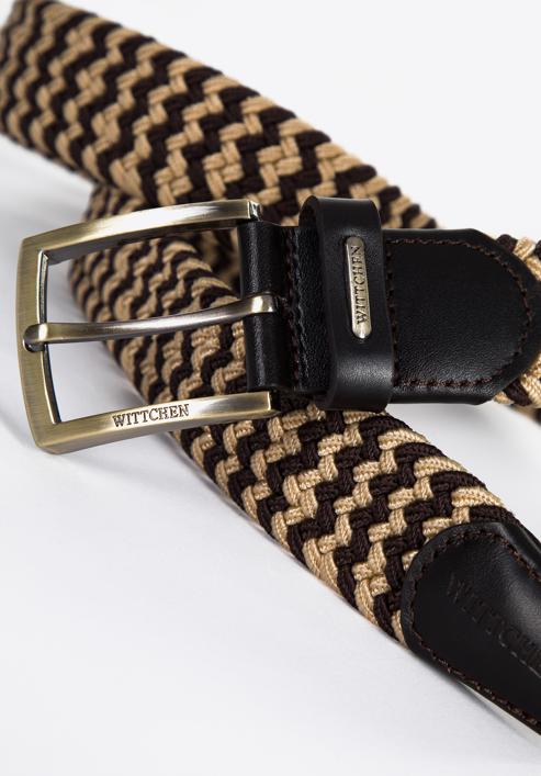 Men's weaved leather belt, beige-brown, 96-8M-916-4-100, Photo 5
