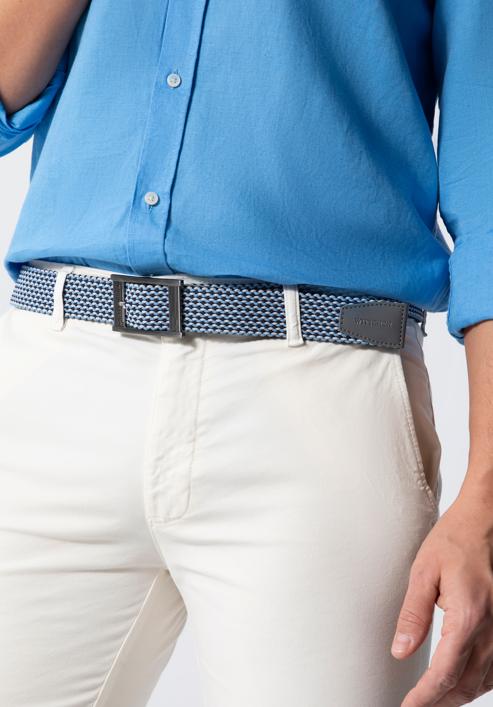 Men's reversible belt, navy blue-blue, 98-8M-001-3-12, Photo 15
