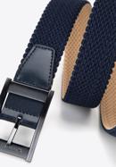 Men's reversible belt, beige-navy blue, 98-8M-001-3-11, Photo 4
