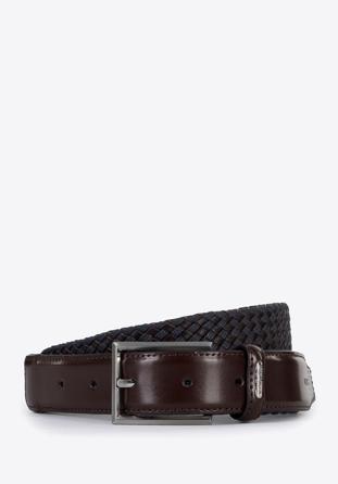 Men's weaved leather belt, brown, 96-8M-917-4-110, Photo 1