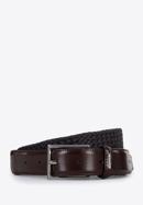 Men's weaved leather belt, brown, 96-8M-917-4-130, Photo 1
