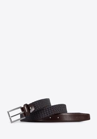 Men's weaved leather belt, brown, 96-8M-917-4-120, Photo 1