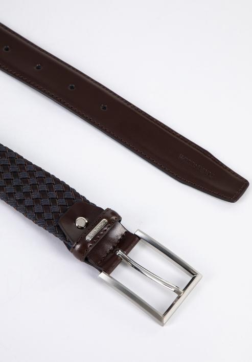 Men's weaved leather belt, brown, 96-8M-917-4-120, Photo 3