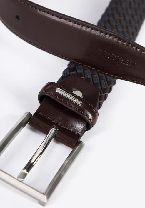 Men's weaved leather belt, brown, 96-8M-917-4-130, Photo 4