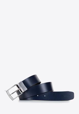 Men's reversible buckle belt, black-navy blue, 92-8M-354-17-90, Photo 1