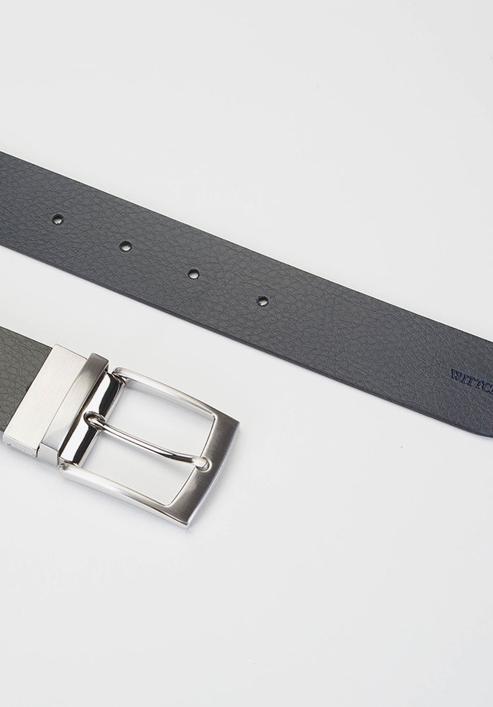 Men's reversible buckle belt, black-navy blue, 92-8M-354-17-90, Photo 5