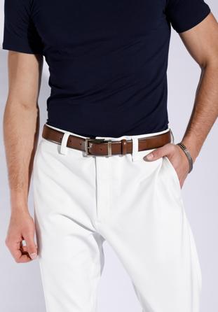 Men's classic leather belt, brown, 96-8M-913-4-110, Photo 1