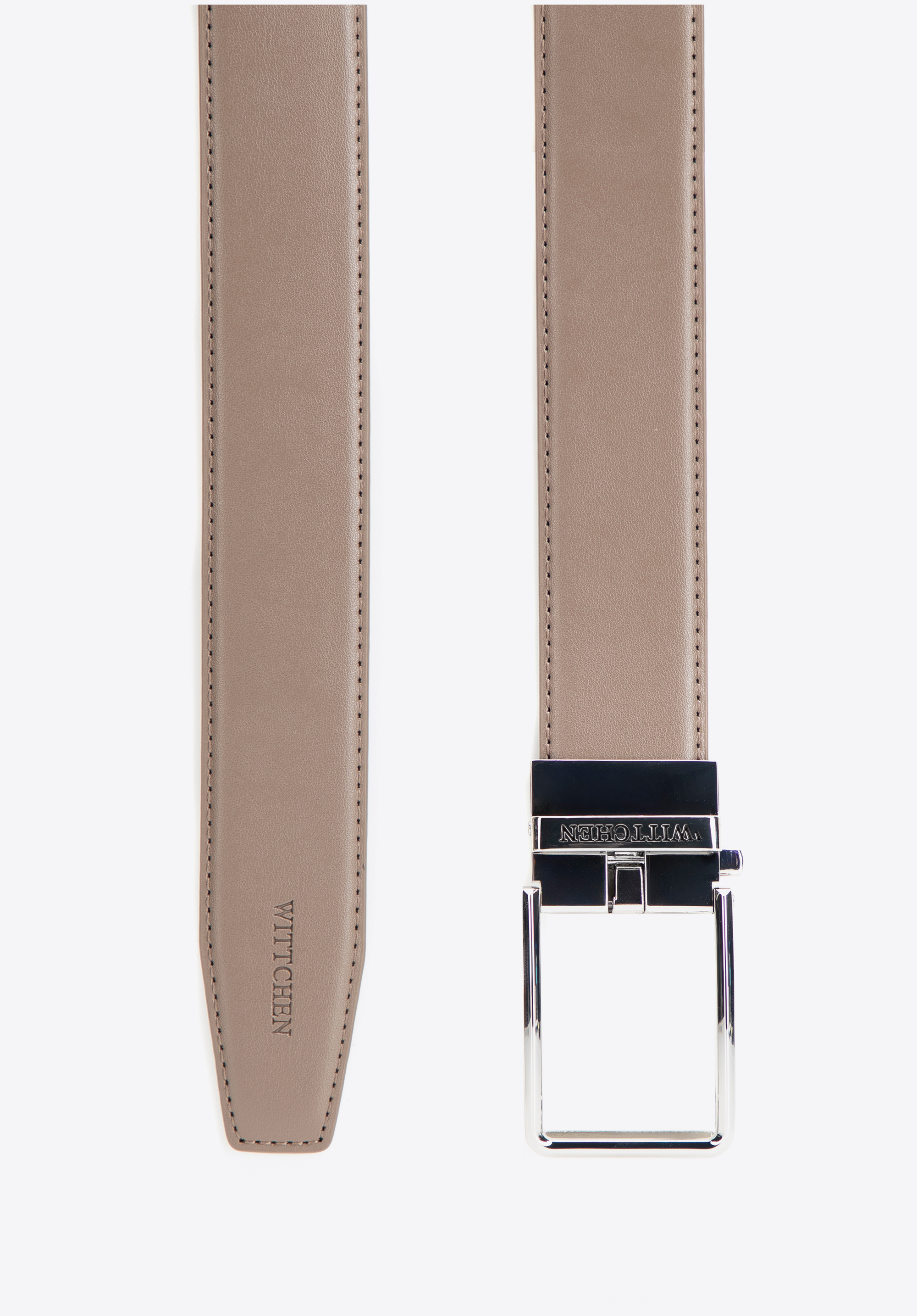 Men's leather belt with automatic buckle, beige, 102-8M-105-89-90, Photo 1