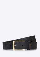 Men's lizard-effect leather belt, black, 94-8M-914-5-12, Photo 1