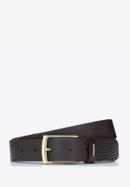 Men's lizard-effect leather belt, dark brown, 94-8M-914-1-11, Photo 1