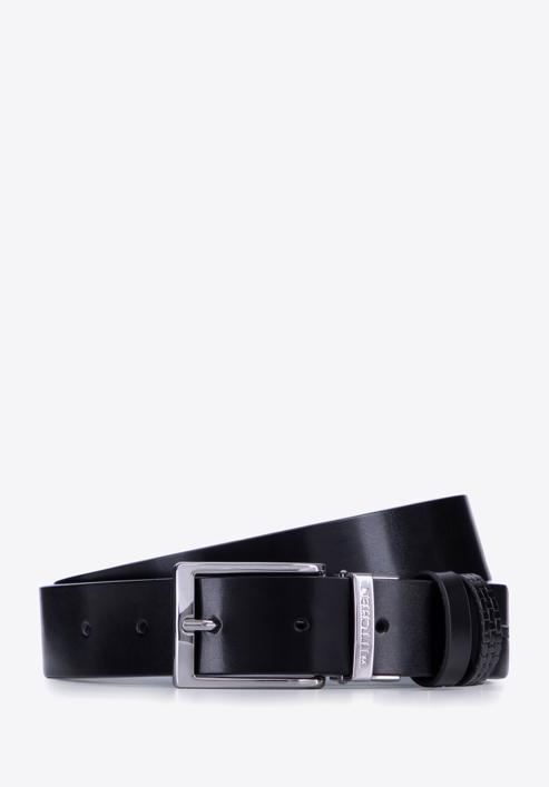 Men's leather reversible belt, black, 98-8M-918-1-11, Photo 1