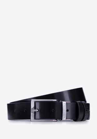 Men's leather reversible belt, black, 98-8M-918-1-10, Photo 1