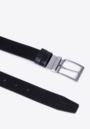 Men's leather reversible belt, black, 98-8M-918-1-10, Photo 1