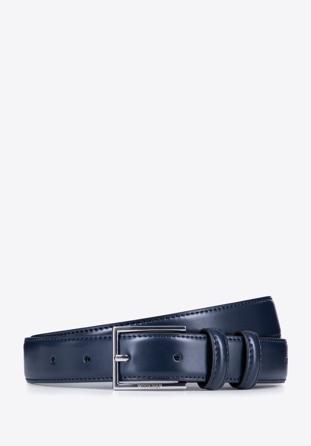 Men's leather belt, navy blue, 98-8M-904-7-12, Photo 1