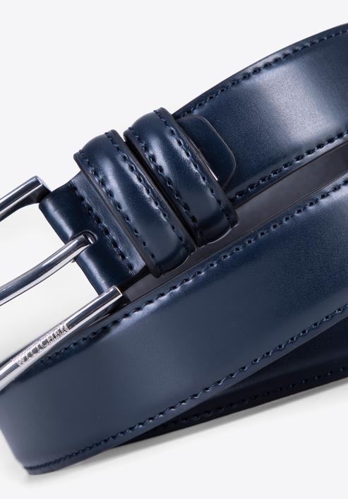 Men's leather belt, navy blue, 98-8M-904-1-11, Photo 3