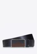 Leather belt with plate buckle, black, 92-8M-351-4-11, Photo 1