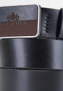 Leather belt with plate buckle, black, 92-8M-351-4-11, Photo 4