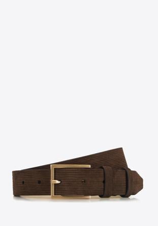 Men's suede belt, brown, 91-8M-313-4-90, Photo 1